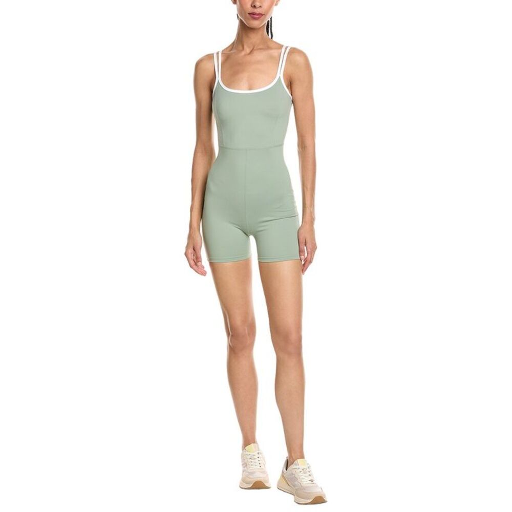 Marion Womens  3.5In Double Straps Spaghetti Activewear Romper, Green